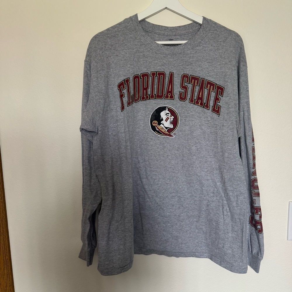 Fanatics Florida State Gray Long Sleeve Tee with Garnet & Gold Logo
